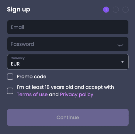 Registration at Spinybet casino